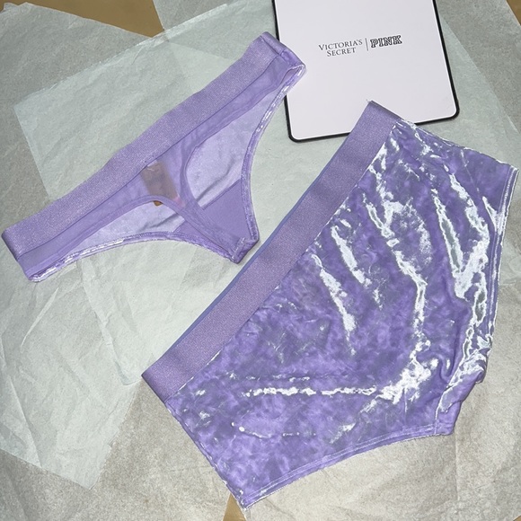 2pcs UNISEX Victoria’s Secret/PINK VELVET Boyshort & Thong Underwear - Picture 4 of 15
